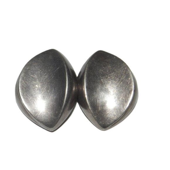 Vintage Bayanihan Sterling Silver Clip On Earrings Abstract Hollow 17.6 G Signed - Picture 4 of 10